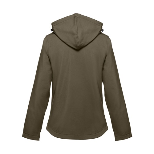 verde militar THC ZAGREB WOMEN. Chaqueta softshell para mujer, con capucha removible