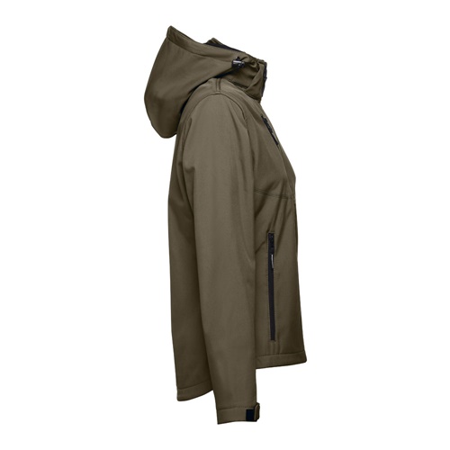 verde militar THC ZAGREB WOMEN. Chaqueta softshell para mujer, con capucha removible