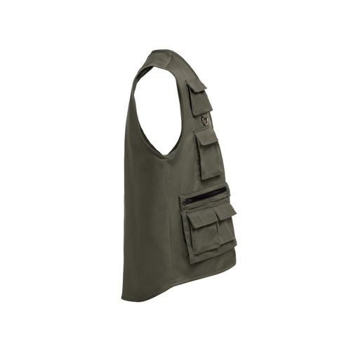 verde militar THC PIXEL. Chaleco multibolsillos