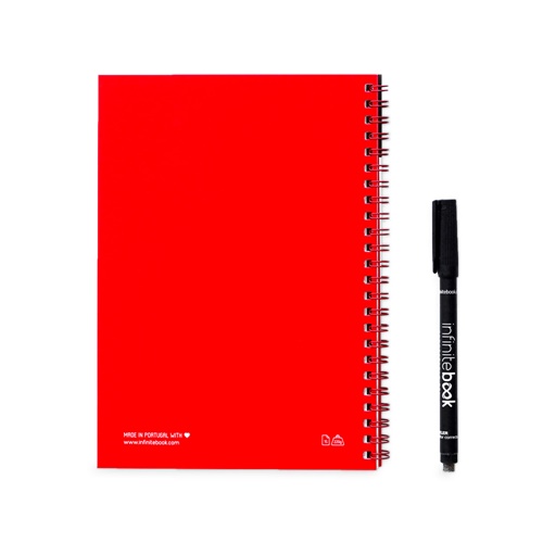 red INFINITEBOOK PLAIN A5. Infinitebook con tapa flexible y 15 páginas de pizarra blanca lisas