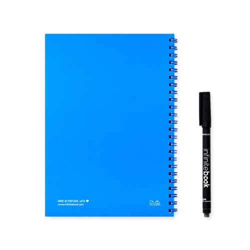 azul royal INFINITEBOOK PLAIN A5. Infinitebook con tapa flexible y 15 páginas de pizarra blanca lisas