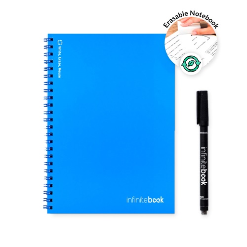 azul royal INFINITEBOOK PLAIN A5. Infinitebook con tapa flexible y 15 páginas de pizarra blanca lisas