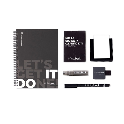 STARTER KIT INFINITEBOOK. Kit «Infinitebook» con tapa dura, 1 kit de limpieza, 1 rotulador y 1 soporte para bolígrafo