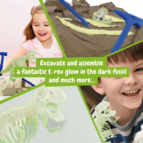 white Fossil Excavation Kit II. Juego educativo suministrado con una bolsa de regalo de papel kraft (90 g/m²), fabricado con material certificado FSC™ y otros materiales controlados