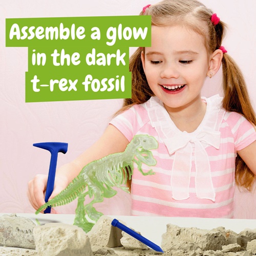 pink Fossil Excavation Kit IV. Juego educativo suministrado con una bolsa de regalo de non woven (80 g/m²)