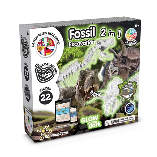 2 IN 1 FOSSIL EXCAVATION KIT I. JUEGO EDUCATIVO PARA NIÑOS