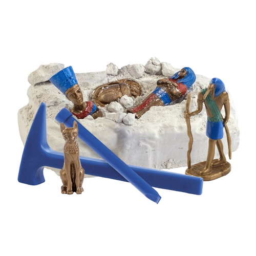 white Ancient Egypt Excavation Kit II. Juego educativo suministrado con una bolsa de regalo de papel kraft (90 g/m²), fabricado con material certificado FSC™ y otros materiales controlados