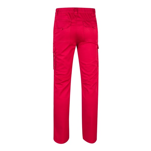 rojo VL LUGH. Pantalón elástico multibolsillos (240g/m²) en algodón (46%), EME (38%) y poliéster (16%)