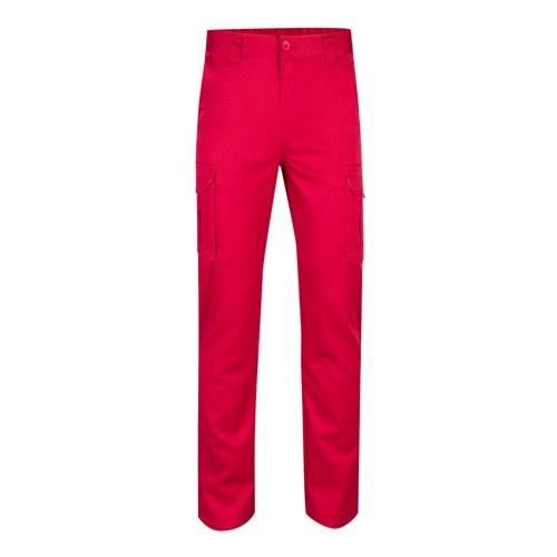 rojo VL LUGH. Pantalón elástico multibolsillos (240g/m²) en algodón (46%), EME (38%) y poliéster (16%)