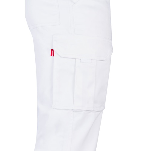 white VL LUGH. Pantalón elástico multibolsillos (240g/m²) en algodón (46%), EME (38%) y poliéster (16%)