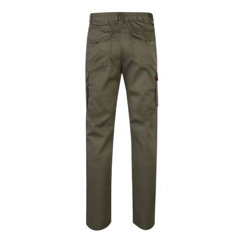 verde militar VL LUGH. Pantalón elástico multibolsillos (240g/m²) en algodón (46%), EME (38%) y poliéster (16%)