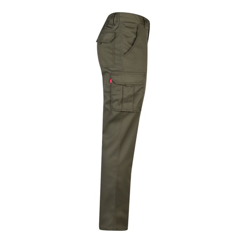 verde militar VL LUGH. Pantalón elástico multibolsillos (240g/m²) en algodón (46%), EME (38%) y poliéster (16%)