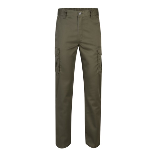 verde militar VL LUGH. Pantalón elástico multibolsillos (240g/m²) en algodón (46%), EME (38%) y poliéster (16%)