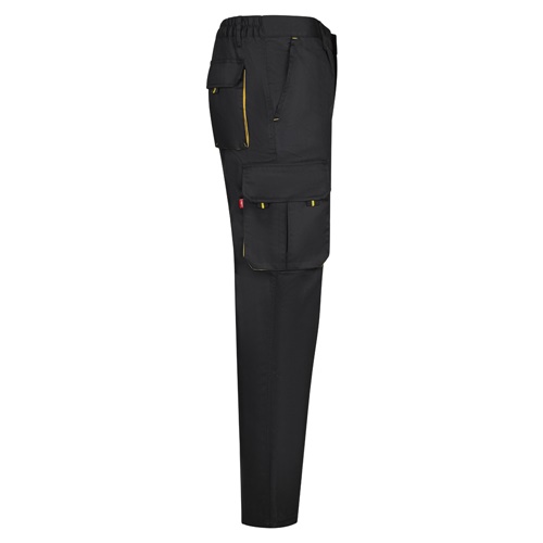 black VL HYPNOS. Pantalón de sarga multibolsillos bicolor (200g/m²), en algodón (35%) y poliéster (65%)