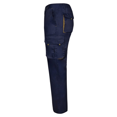 azul marino VL HYPNOS. Pantalón de sarga multibolsillos bicolor (200g/m²), en algodón (35%) y poliéster (65%)