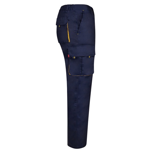 azul marino VL HYPNOS. Pantalón de sarga multibolsillos bicolor (200g/m²), en algodón (35%) y poliéster (65%)