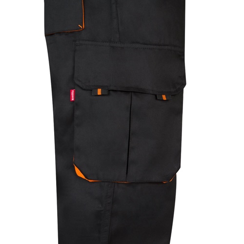 black VL HYPNOS. Pantalón de sarga multibolsillos bicolor (200g/m²), en algodón (35%) y poliéster (65%)