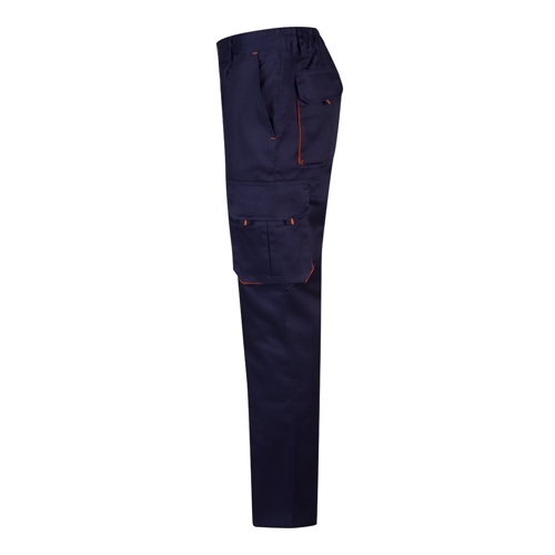azul marino VL HYPNOS. Pantalón de sarga multibolsillos bicolor (200g/m²), en algodón (35%) y poliéster (65%)