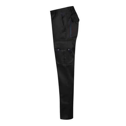 black VL HYPNOS. Pantalón de sarga multibolsillos bicolor (200g/m²), en algodón (35%) y poliéster (65%)