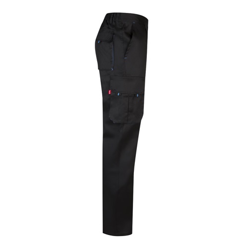 black VL HYPNOS. Pantalón de sarga multibolsillos bicolor (200g/m²), en algodón (35%) y poliéster (65%)