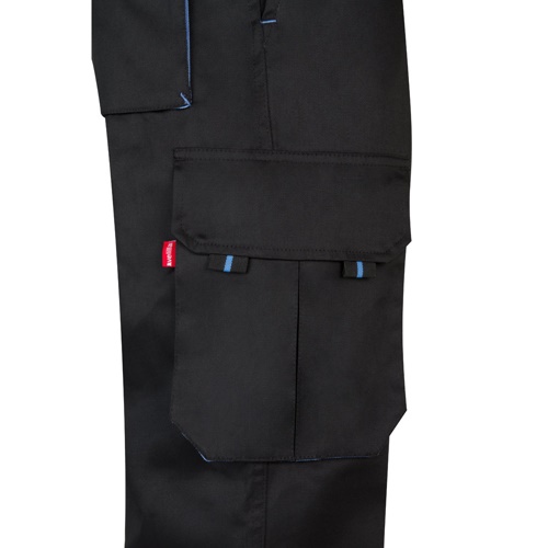 black VL HYPNOS. Pantalón de sarga multibolsillos bicolor (200g/m²), en algodón (35%) y poliéster (65%)