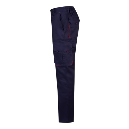 azul marino VL HYPNOS. Pantalón de sarga multibolsillos bicolor (200g/m²), en algodón (35%) y poliéster (65%)
