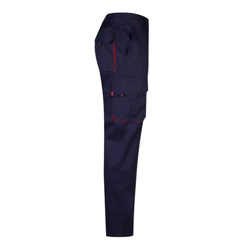 azul marino VL HYPNOS. Pantalón de sarga multibolsillos bicolor (200g/m²), en algodón (35%) y poliéster (65%)