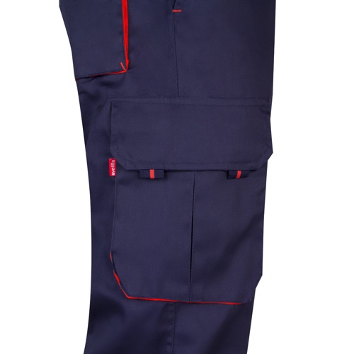azul marino VL HYPNOS. Pantalón de sarga multibolsillos bicolor (200g/m²), en algodón (35%) y poliéster (65%)
