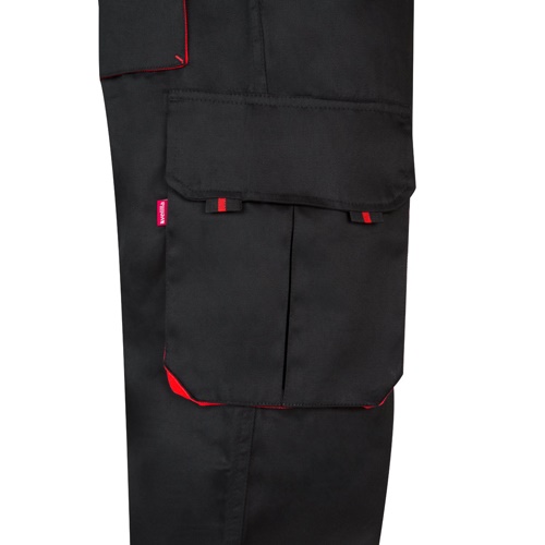 black VL HYPNOS. Pantalón de sarga multibolsillos bicolor (200g/m²), en algodón (35%) y poliéster (65%)