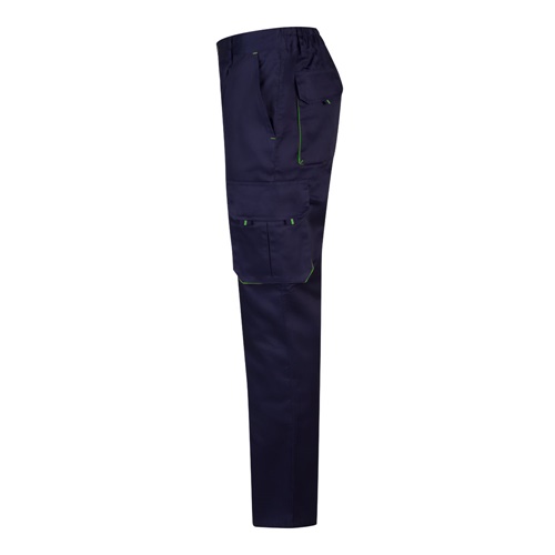 azul marino VL HYPNOS. Pantalón de sarga multibolsillos bicolor (200g/m²), en algodón (35%) y poliéster (65%)