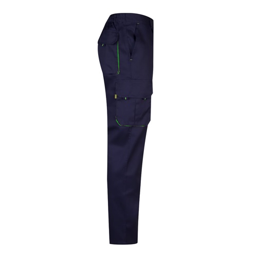azul marino VL HYPNOS. Pantalón de sarga multibolsillos bicolor (200g/m²), en algodón (35%) y poliéster (65%)