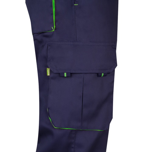 azul marino VL HYPNOS. Pantalón de sarga multibolsillos bicolor (200g/m²), en algodón (35%) y poliéster (65%)