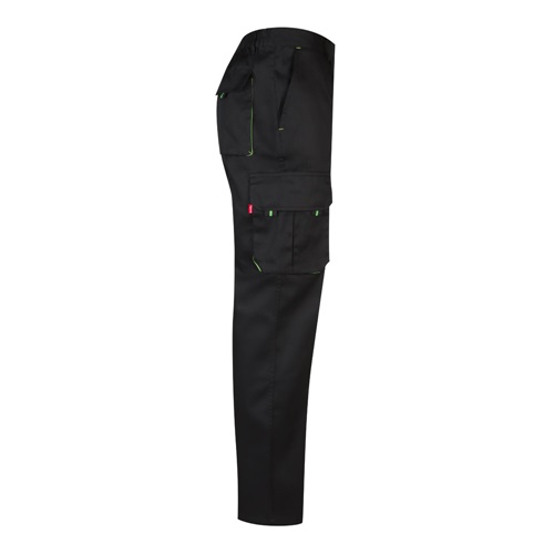 black VL HYPNOS. Pantalón de sarga multibolsillos bicolor (200g/m²), en algodón (35%) y poliéster (65%)