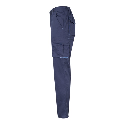 azul marino VL HYPNOS. Pantalón de sarga multibolsillos bicolor (200g/m²), en algodón (35%) y poliéster (65%)