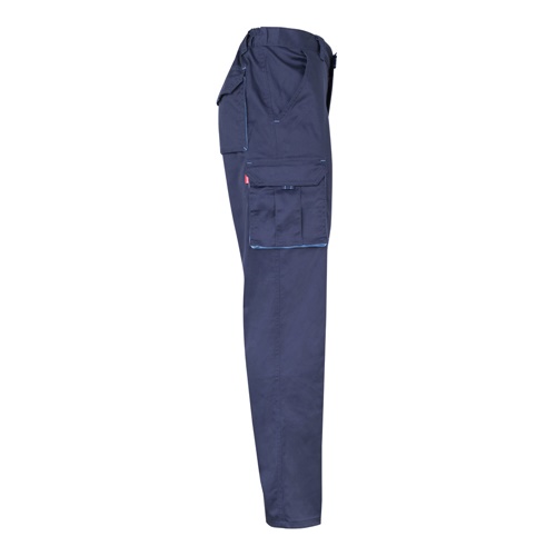 azul marino VL HYPNOS. Pantalón de sarga multibolsillos bicolor (200g/m²), en algodón (35%) y poliéster (65%)