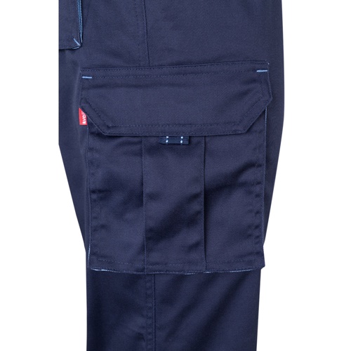 azul marino VL HYPNOS. Pantalón de sarga multibolsillos bicolor (200g/m²), en algodón (35%) y poliéster (65%)
