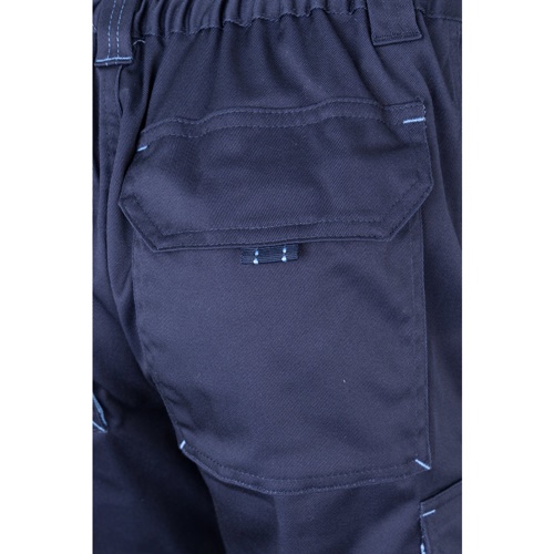 azul marino VL HYPNOS. Pantalón de sarga multibolsillos bicolor (200g/m²), en algodón (35%) y poliéster (65%)