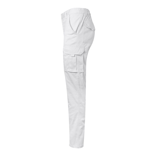 white VL PAN. Pantalón elástico multibolsillos (290g/m²), en algodón (46%), EME (38%) y poliéster (16%)