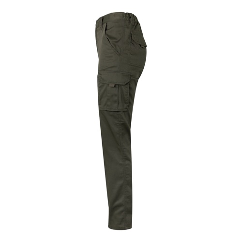 verde militar VL PAN. Pantalón elástico multibolsillos (290g/m²), en algodón (46%), EME (38%) y poliéster (16%)