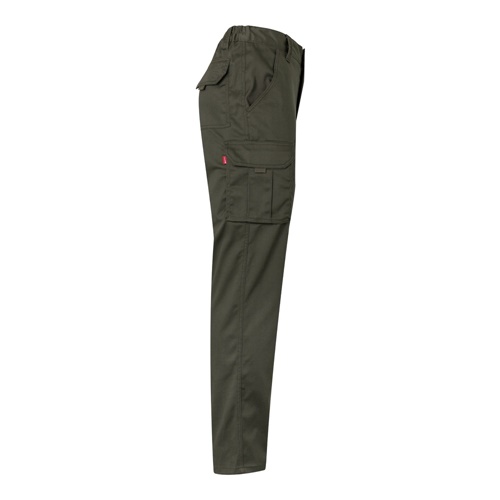 verde militar VL PAN. Pantalón elástico multibolsillos (290g/m²), en algodón (46%), EME (38%) y poliéster (16%)