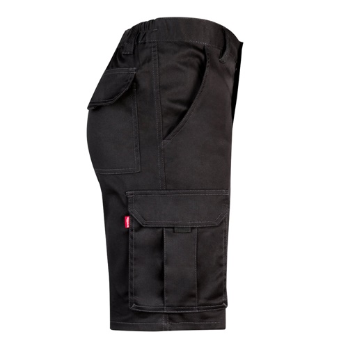 black VL HEBE. Bermudas elásticas multibolsillos (240g/m²), en algodón (46%), EME (38%) y poliéster (16%)