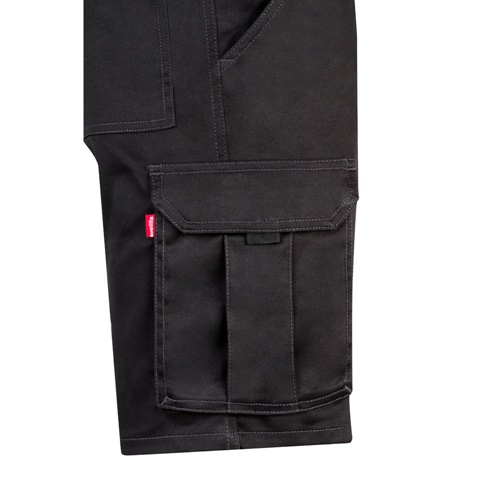 black VL HEBE. Bermudas elásticas multibolsillos (240g/m²), en algodón (46%), EME (38%) y poliéster (16%)
