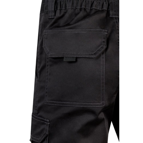 black VL HEBE. Bermudas elásticas multibolsillos (240g/m²), en algodón (46%), EME (38%) y poliéster (16%)