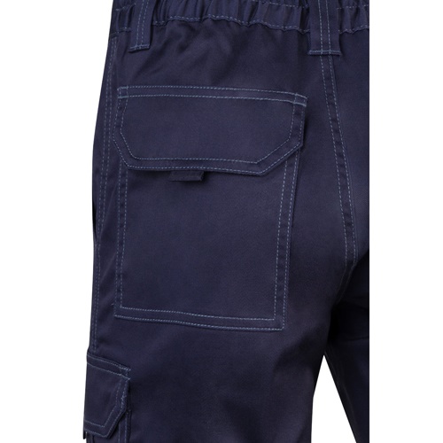 blue VL HEBE. Bermudas elásticas multibolsillos (240g/m²), en algodón (46%), EME (38%) y poliéster (16%)