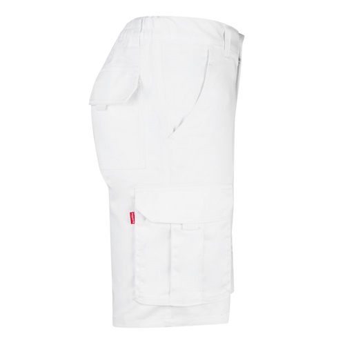 white VL HEBE. Bermudas elásticas multibolsillos (240g/m²), en algodón (46%), EME (38%) y poliéster (16%)