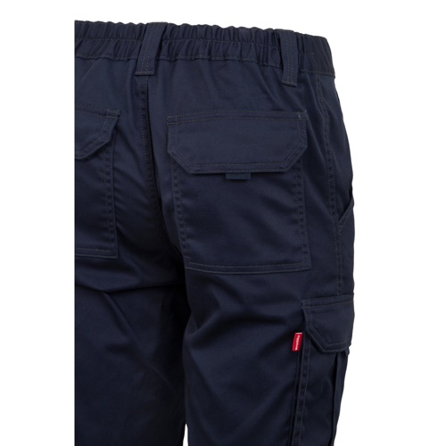 azul marino VL HEBE. Bermudas elásticas multibolsillos (240g/m²), en algodón (46%), EME (38%) y poliéster (16%)