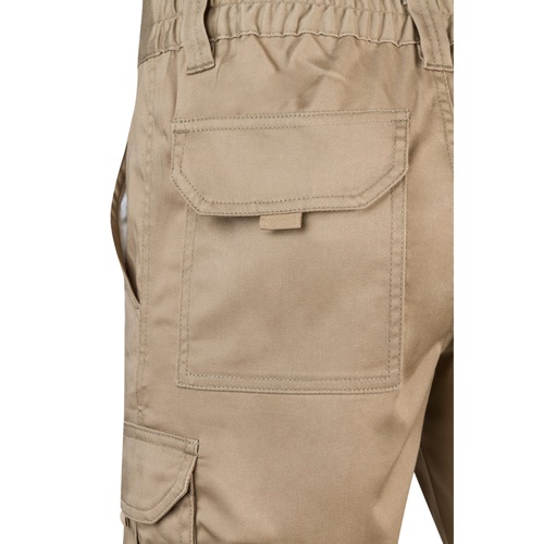 natural claro VL HEBE. Bermudas elásticas multibolsillos (240g/m²), en algodón (46%), EME (38%) y poliéster (16%)