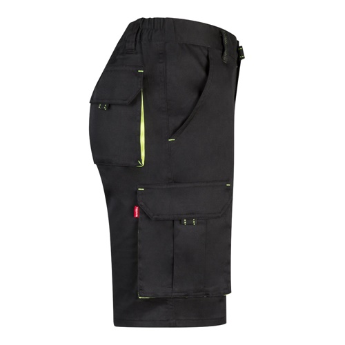 black VL HEMERA. Bermudas elásticas bicolor y multibolsillos (240 g/m²), en algodón (46%), EME (38%) y poliéster (16%)