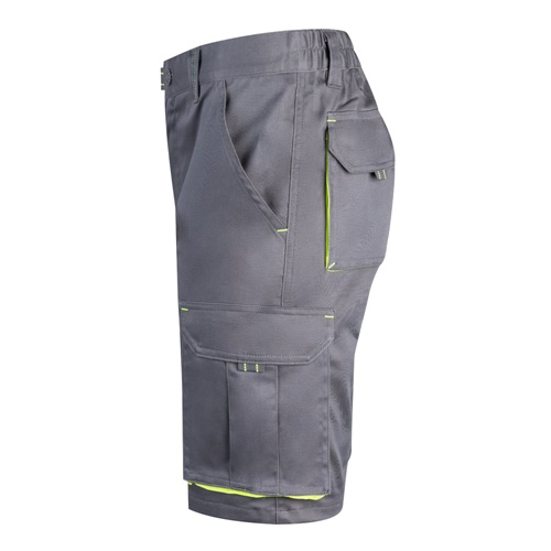 gray VL HEMERA. Bermudas elásticas bicolor y multibolsillos (240 g/m²), en algodón (46%), EME (38%) y poliéster (16%)