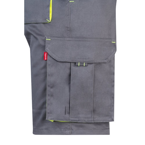 gray VL HEMERA. Bermudas elásticas bicolor y multibolsillos (240 g/m²), en algodón (46%), EME (38%) y poliéster (16%)